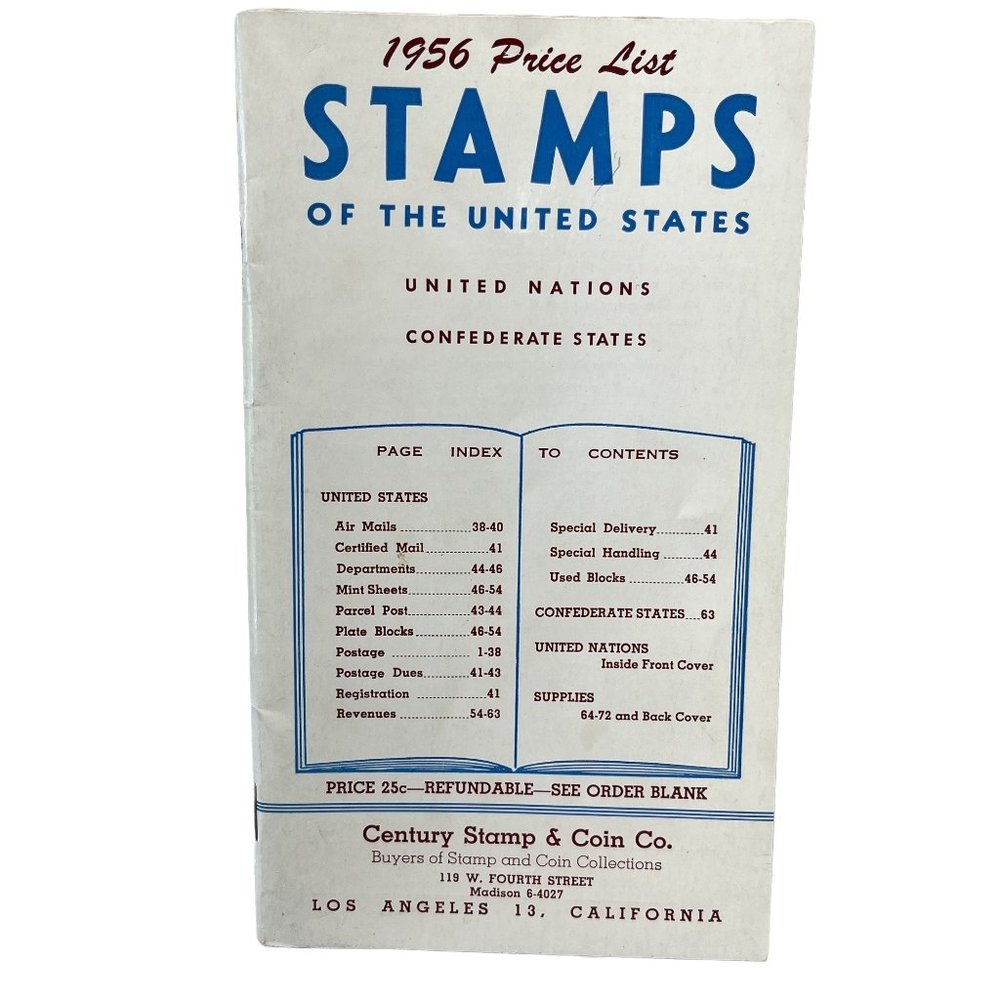 1956 Century Stamps Price List of the USA United Nations Confederates States